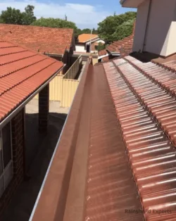 A project photo showcasing a polished and cleaned downspout, along with a freshly cleaned side gutter in Austin, TX.